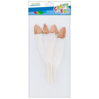 Piórka biało-złoty 8 szt Craft with Fun (463660)