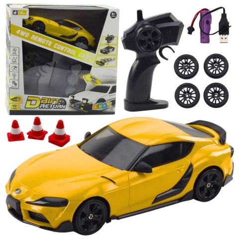 Samochód Sportowe Do Driftu Wymienne Koła Zdalnie Sterowany RC 4WD Żółte Lean (22686)