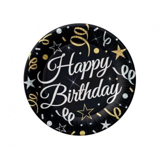 Talerz jednorazowy Happy Birthday papier śr. 180mm 6 szt Godan (PW-THB7)