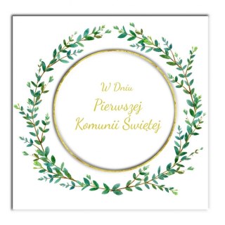 Kartka składana KARNET KW KOMUNIA Wianek Liście C5 Henry (5907465664851)