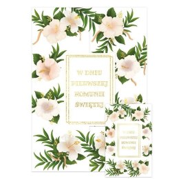 Kartka składana Karnet A5 KOMUNIA Z KLAPKĄ HIBISKUS A5 Henry (5907465667548)