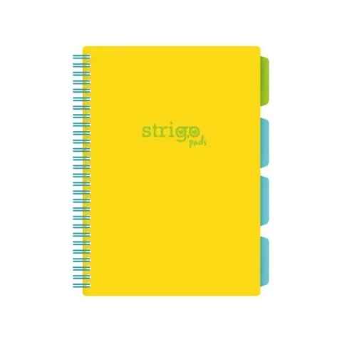 Kołozeszyt (kołonotatnik) NEON ŻÓŁTY A4 100k. 80g krata Strigo (PADS011)