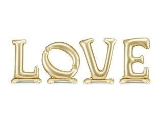 Balon foliowy stojący napis LOVE, 350x114 cm, złoty Partydeco (FB271S-019)