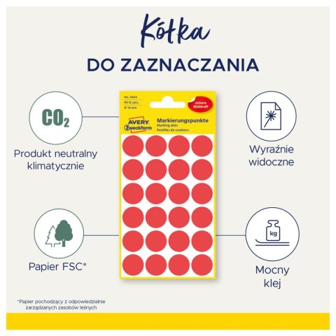 Etykieta do oznaczania kropki 12mm żółty [mm:] 12 Zweckform (314)