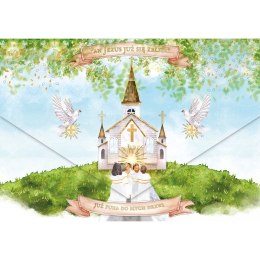 Kartka składana Karnet A5 KOMUNIA KOPERTA KOSCIÓLEK Z DZIECMI A5 Henry (5905701482184)