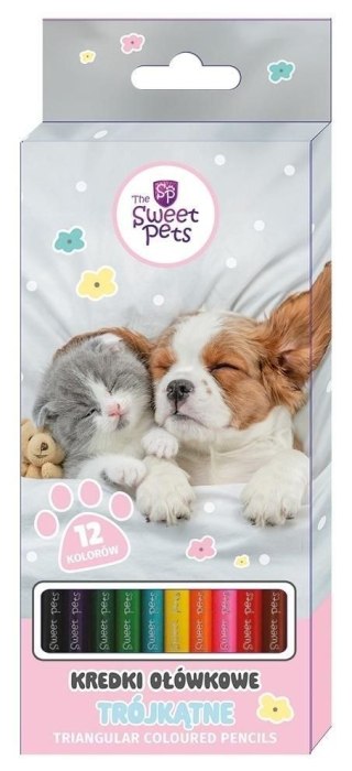 Kredki ołówkowe The Sweet Pets trójkątne 12 kol. Beniamin