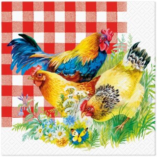 Serwetki Lunch WN Chicken Couple mix nadruk bibuła [mm:] 330x330 Paw (SDL146600)
