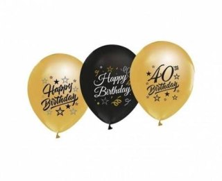 Balon gumowy 40th Birthday czarno złote czarny 300mm 12cal Godan (GP-ZC40)