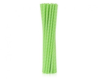 Słomka pap. limonkowe szlaczki, 6x197mm 12 szt Godan (RP-LS12)