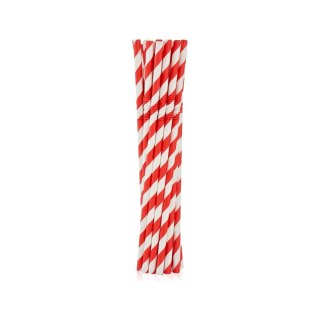 Słomka papierowe, łamane, czerwone paski 6x200 mm/12szt. 12 szt Godan (RP-LC12)