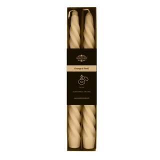 Świeca stołowa zakręcona o zapachu Orange & Basil (opak. 2 szt.) Żółta podstawowa [mm:] 250 Pavoncella (8716516195605)