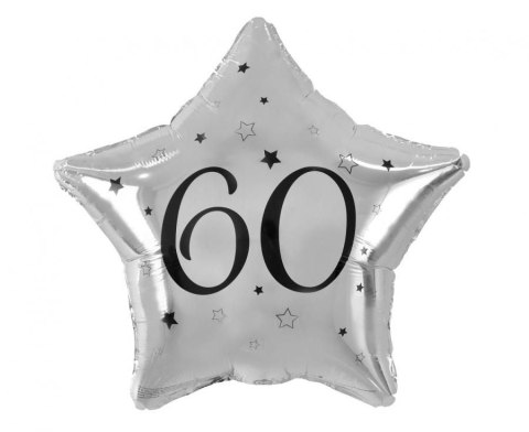 Balon foliowy gwiazda srebrna, nadruk czarny 60 19cal Godan (FG-G60C)