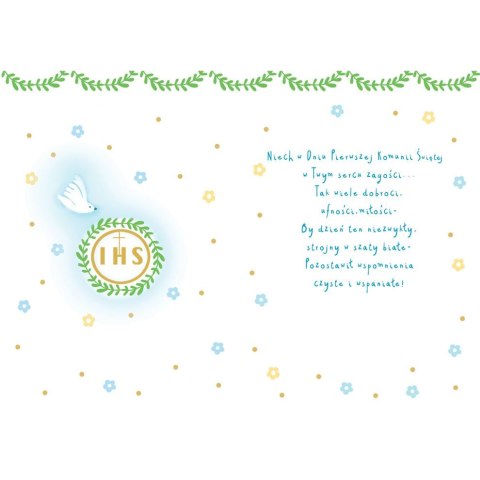 Kartka składana Karnet A5 KOMUNIA GOŁAB NIEBIESKI A5 Henry (5905701482634)