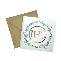 Kartka składana Karnet KW Komunia Liscie 3D kw Henry (5907465663229)