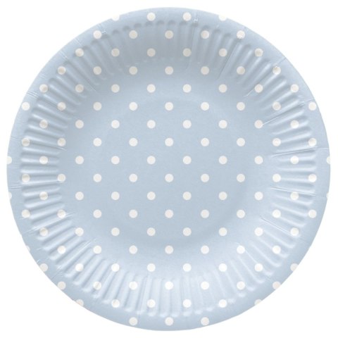 Talerz jednorazowy Dots Light Blue tektura śr. 180mm 8 szt Paw (PPD8002205)