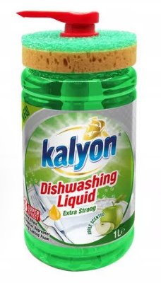 KALYON Płyn do naczyń z dozownikiem i gąbką 1L - Jabłko