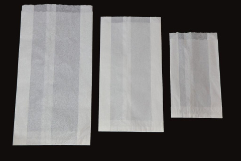 Torba papierowa fałdowa na cukierki biała 35x18x6 cm