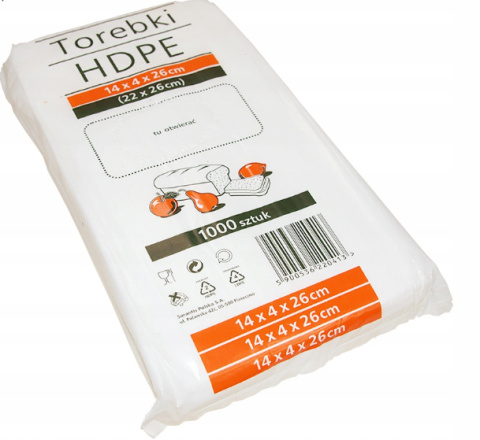 Woreczki foliowe HDPE 14x4x26 - 1000 sztuk