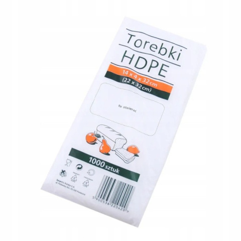 Woreczki foliowe HDPE 14x4x32 - 1000 sztuk