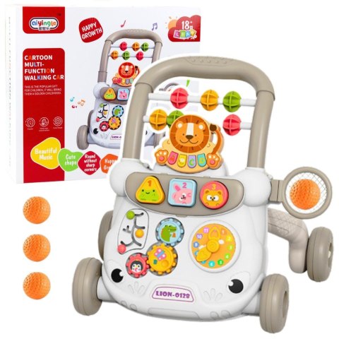 Chodzik Interaktywny Pchacz Klocki Zegar Koła Zębate Szary Lean (22825)