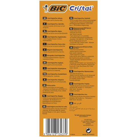 Długopis CRISTAL FINE CZERWONY wkład czerwony 0,7mm Bic (872720)