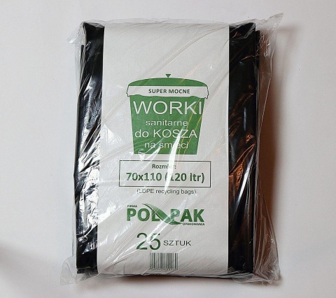 Worki sanitarne do kosza na śmieci 120L LDPE czarne