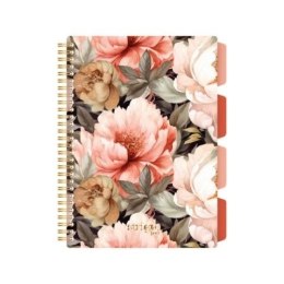 Kołozeszyt (kołonotatnik) BEŻOWY KWIAT A4 100k. 80g krata Strigo (PADS076)