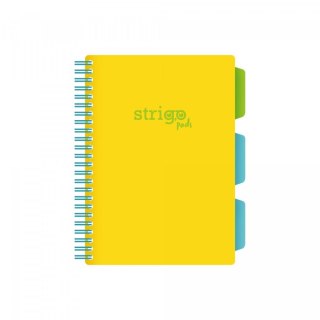 Kołozeszyt (kołonotatnik) NEON żółty A5 100k. 80g krata Strigo (PADS017)