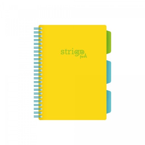 Kołozeszyt (kołonotatnik) NEON żółty A5 100k. 80g krata Strigo (PADS017)