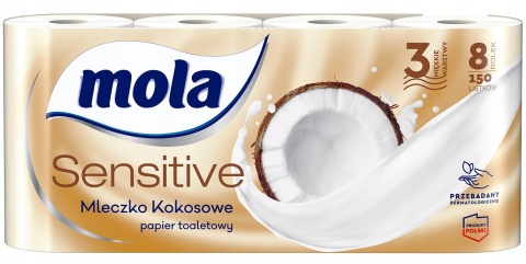 Papier Toaletowy Mola Sensitive Mleczko Kokosowe 8 rolek