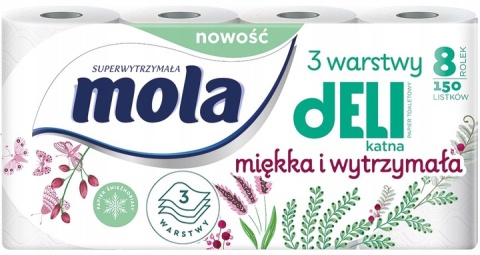 Papier Toaletowy Mola Delikatna 3 warstwy 8 rolek