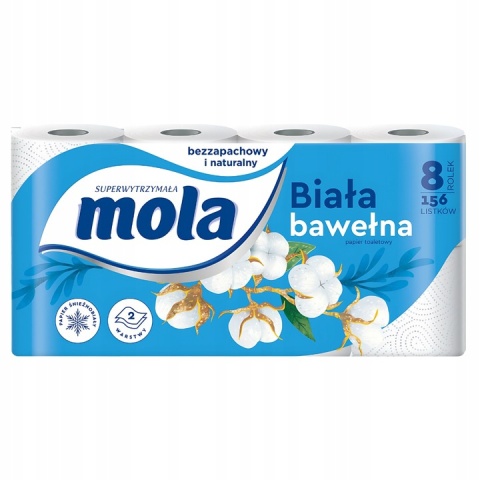 Papier toaletowy Mola White Bawełniana Biel 8 rolek