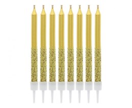 Świeczka urodzinowa metaliczno-brokatowe, złote, 6x0.5 cm, 8 szt. Godan (BH-SMMB)