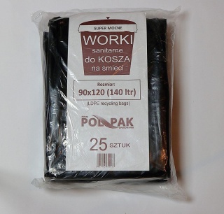 Worki sanitarne do kosza na śmieci 140L LDPE czarne