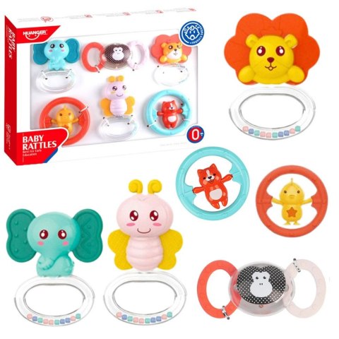 Grzechotka Zestaw Gryzaków Grzechotek Dla Niemowlaka Zwierzątka 6 ele. Lean (22785)