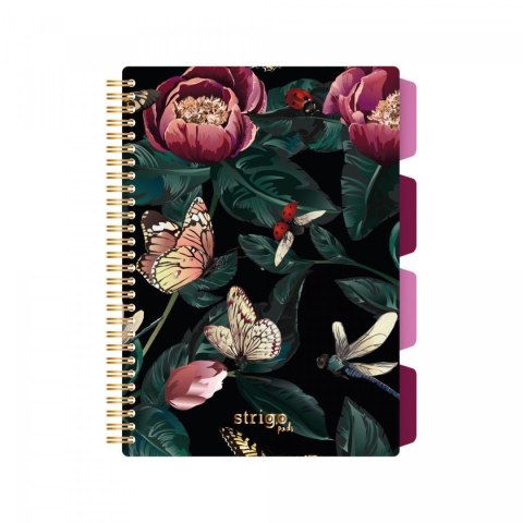 Kołozeszyt (kołonotatnik) PASTELOWY ZIELONY KWIATY B5 100k. 80g krata Strigo (PADS080)