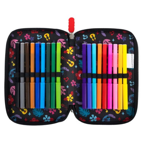 Piórnik STITCH Black ALOHA POTRÓJNY St.Majewski (z wyposażnieniem)