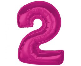 Balon foliowy Smart cyfra 2, różowa, 92 cm Godan (CH-S9R2)