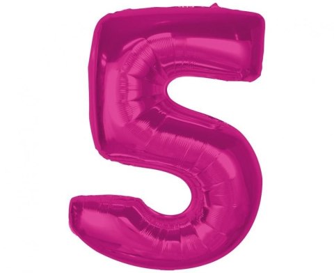 Balon foliowy Smart cyfra 5, różowa, 92 cm Godan (CH-S9R5)