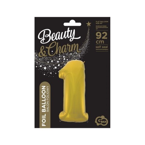 Balon foliowy złoty matowy cyfra 1 45 cali 45cal Godan (hs-c45zm1)