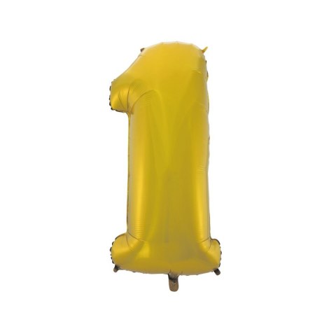 Balon foliowy złoty matowy cyfra 1 45 cali 45cal Godan (hs-c45zm1)