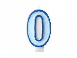 Świeczka urodzinowa Partydeco Cyferka 0 w kolorze niebieskim 7 centymetrów (SCU1-0-001)
