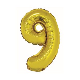 Balon foliowy cyfra 9 złoty 35 cm Godan (FG-C35Z9)