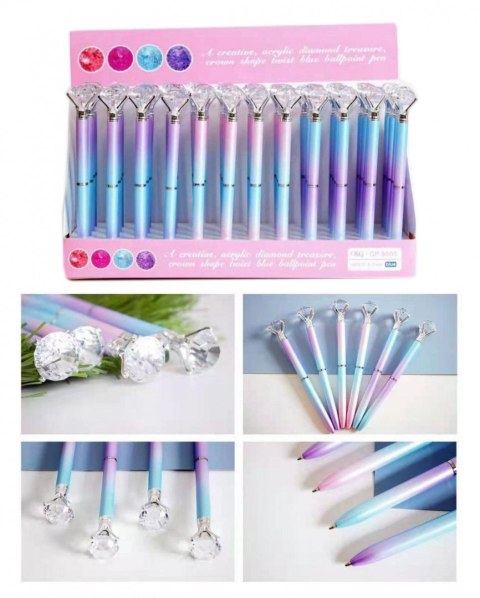 Długopis standardowy z diamentem wkład niebieski 0,7mm Lean (19639)