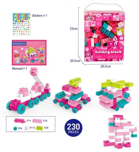 Klocki konstrukcyjne różowe 230 el. Lean (23507)