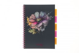 Kołozeszyt (kołonotatnik) KWIAT granatowy A4 100k. 80g krata Strigo (PADS075)