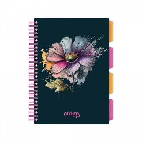 Kołozeszyt (kołonotatnik) PADS KWAIATY GRANATOWE B5 100k. 80g krata Strigo (PADS078)
