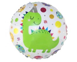 Balon foliowy okrągły, Dinozaur w czapeczce 18cal Godan (BF-8DWC)