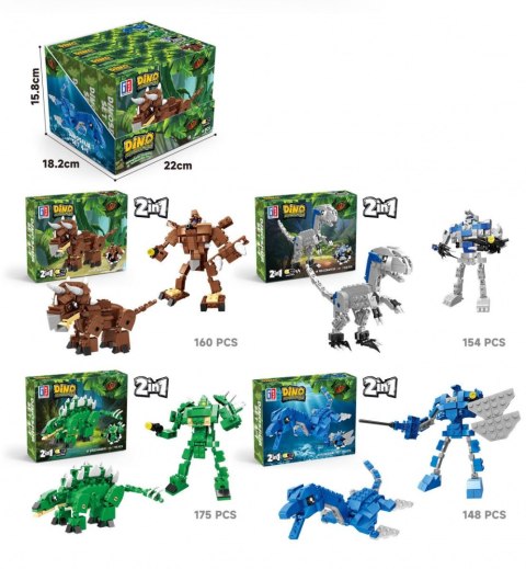 Klocki konstrukcyjne dinozaury 2w1 Lean (23565)