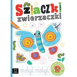 Książka dla dzieci Szlaczki zwierzaczki. Edukacyjna książeczka z naklejkami Aksjomat